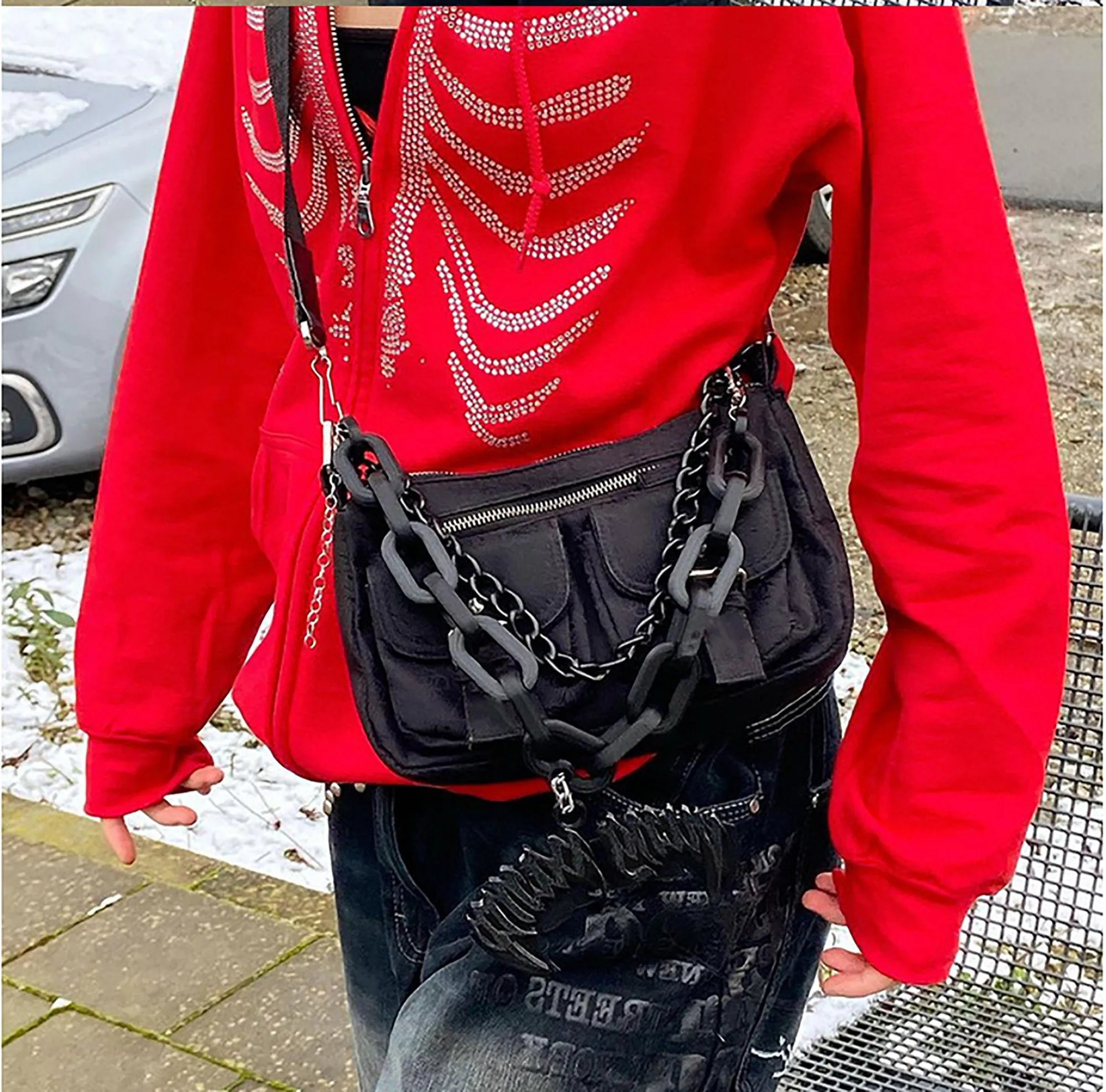 Y2K Skeleton Rhinestone Hoodie