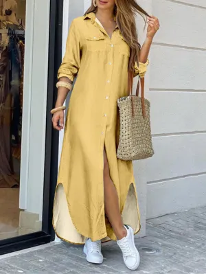 Yellow Conversational Printed Shirt Dress