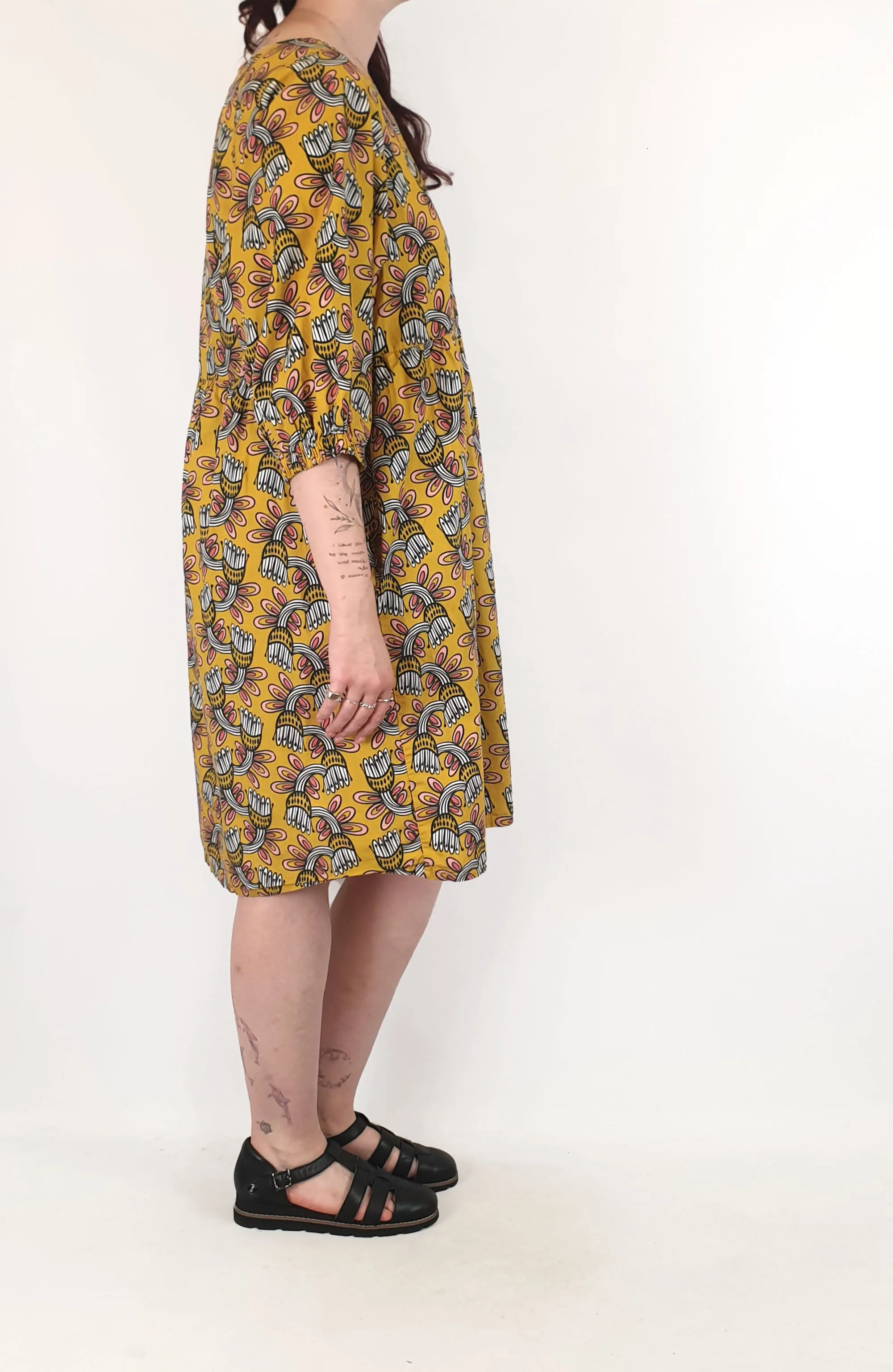 Yevu mustard print dress size M