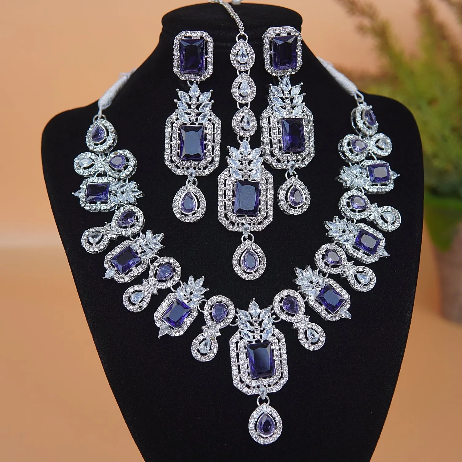 Zirconia Stunning Gemstone Necklace Set
